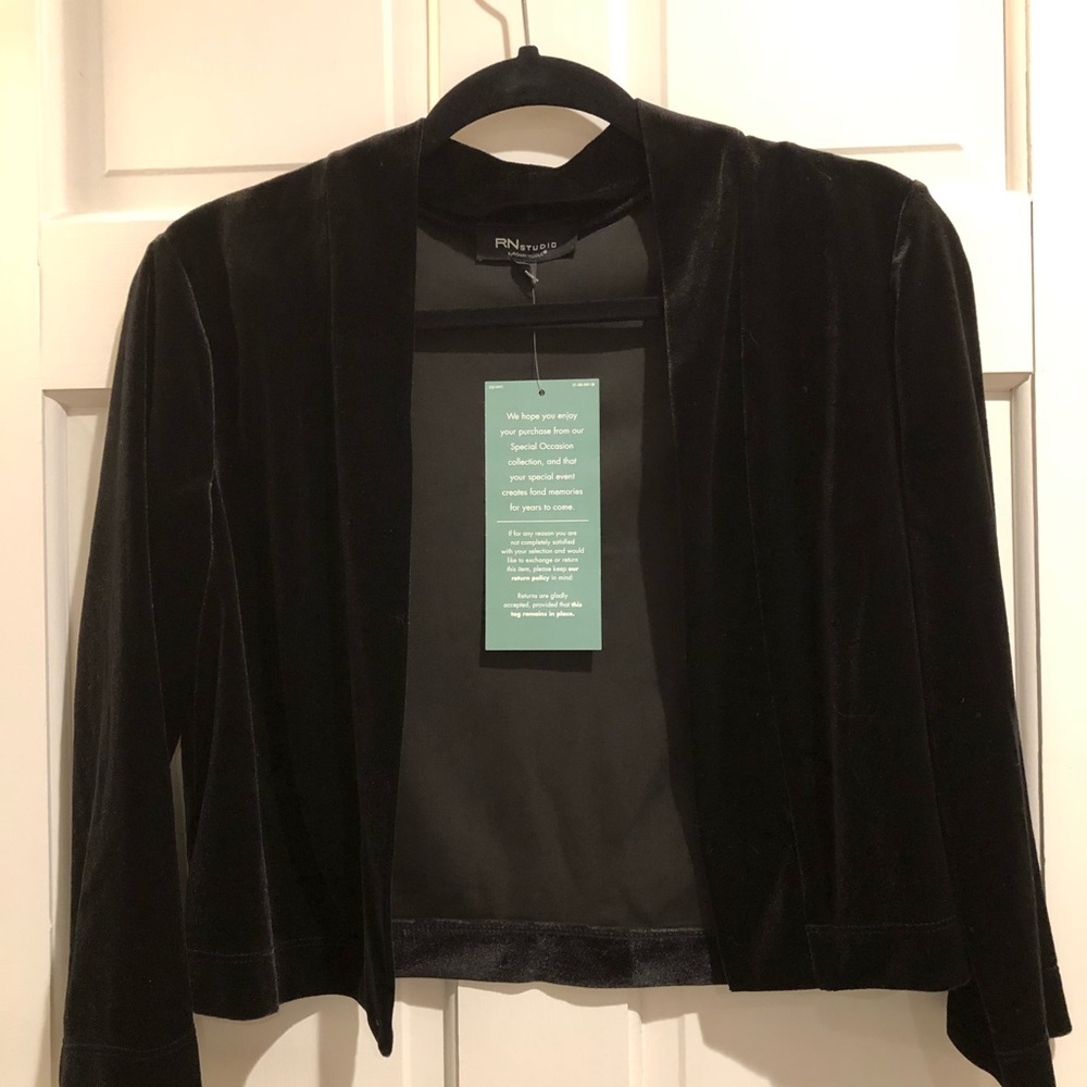 NEW WITH TAGS!  Velvet shrug/open jacket. Dressy